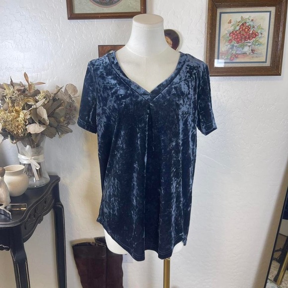 Amaryllis Tops - 90s Vintage Dark Grunge‎ Crushed Velvet Tee